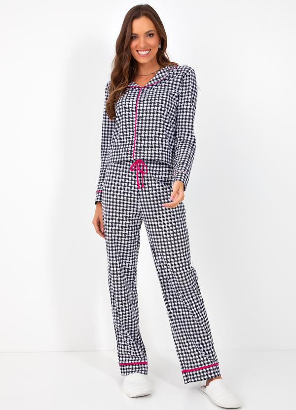 Alma Dolce - Pijama Pied de Poule P&B em Malha de Algodão 2