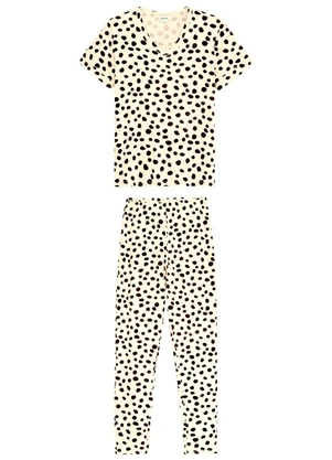 Malwee - Pijama Poá Carrot em Malha Essence Off White - MALWEE