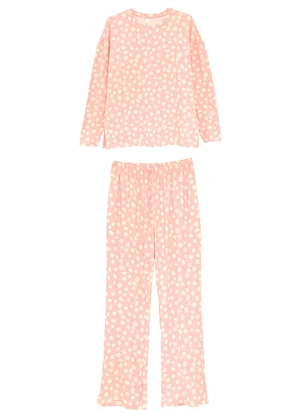 Malwee - Pijama Poá em Tricot Rosê - MALWEE