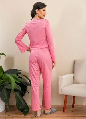 Alma Dolce - Pijama Rosa em Malha de Poliéster - ALMA DOLCE