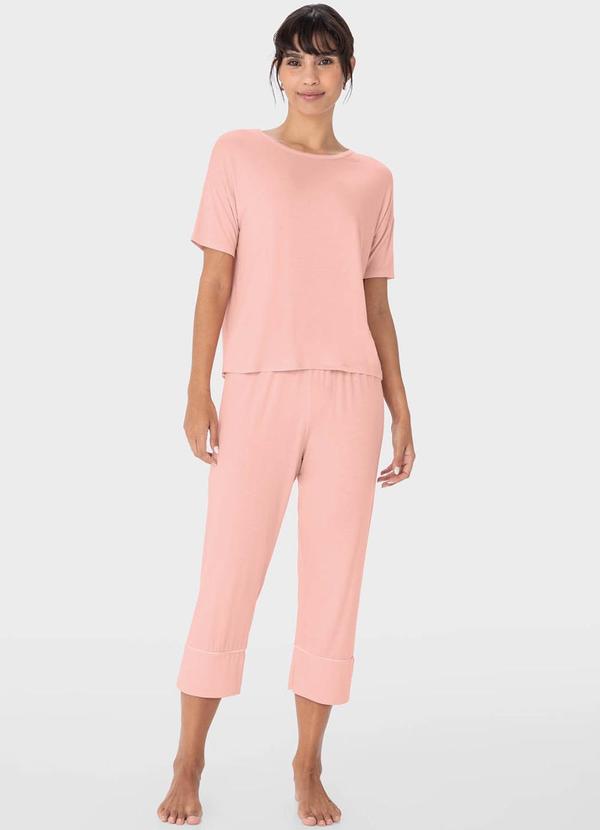 Malwee - Pijama Rosê Feminino Capri em Malha Essence