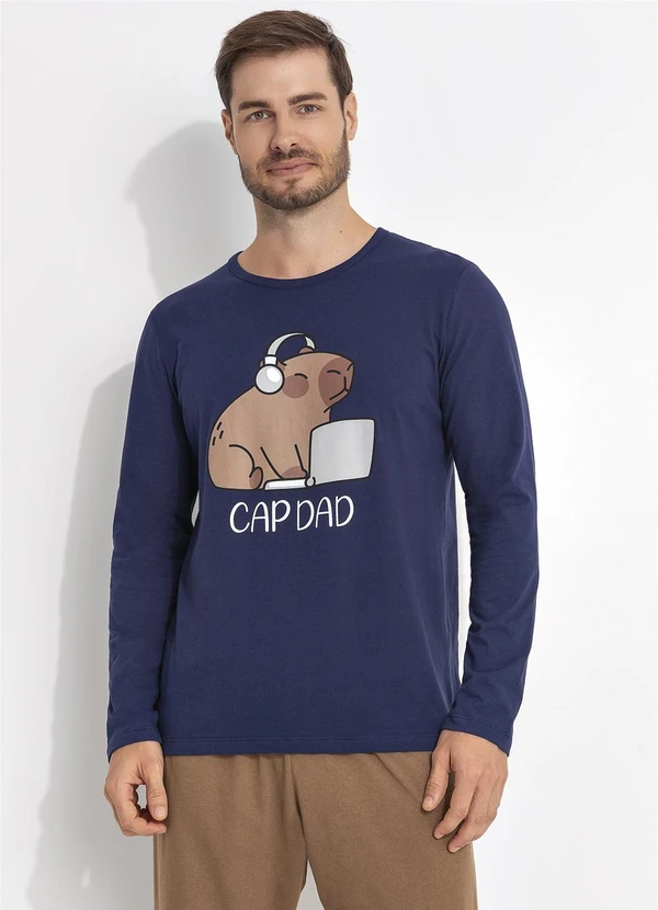 Fakini - Pijama Ml Masculino Azul 3