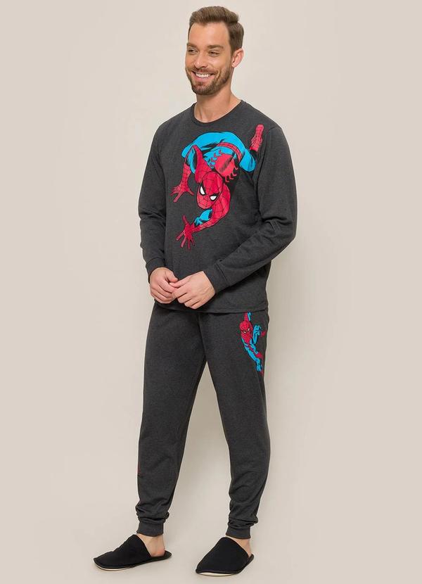 Disney - Pijama Homem Aranha Mescla Escuro em Meia Malha 1