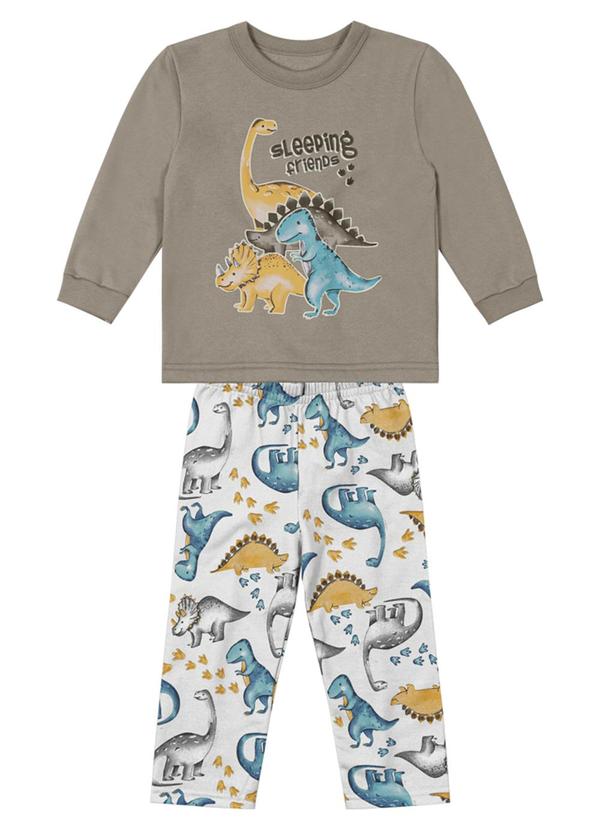 Brandili - Pijama Infantil Menino de Dinossauro Cinza
