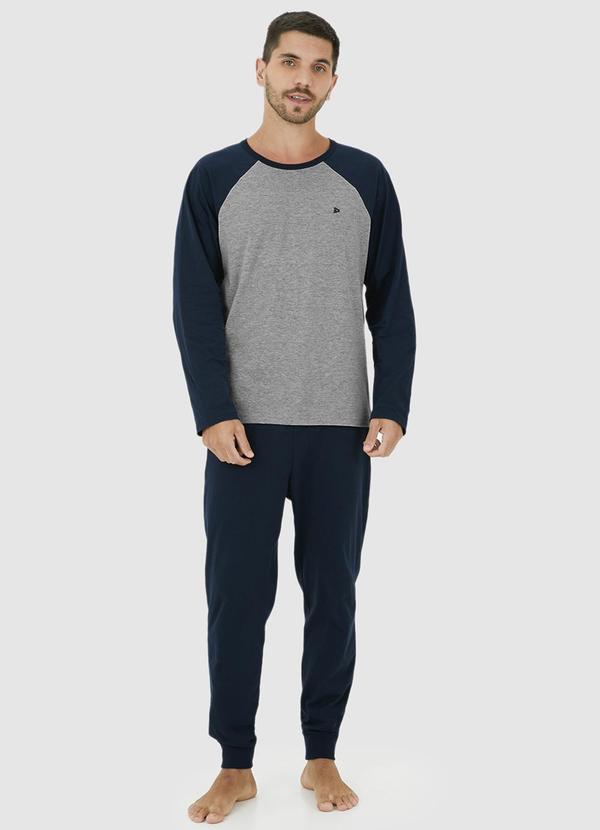 Malwee - Pijama Longo Masculino em Malha Azul