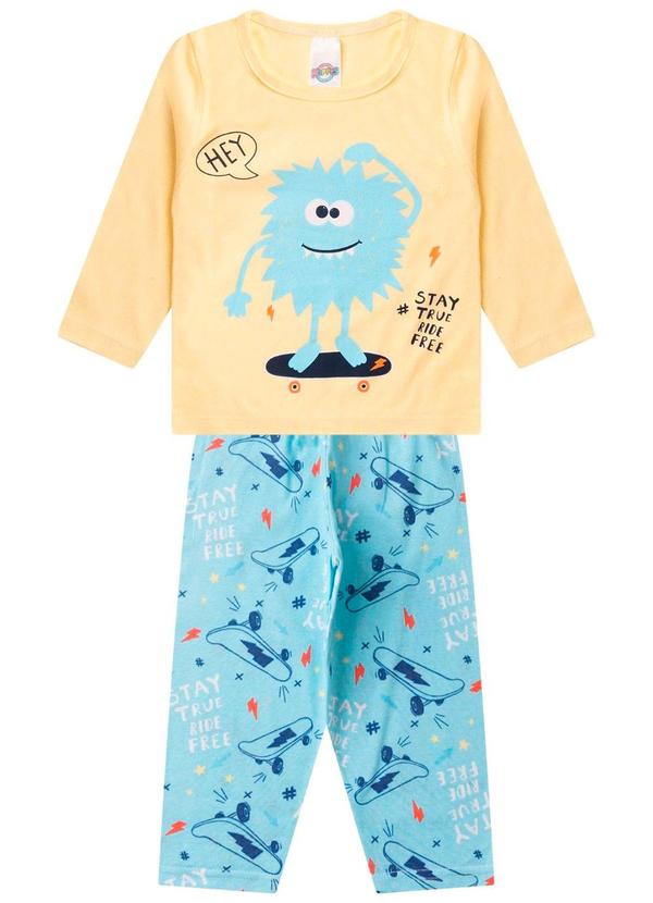 Rovitex - Pijama Manga Longa Brilha no Escuro Amarelo