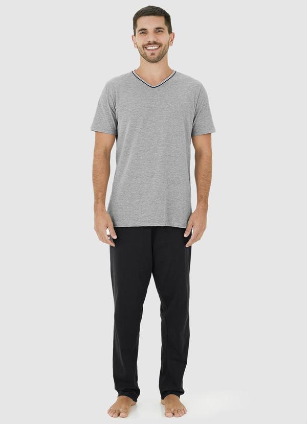 Malwee - Pijama Masculino Longo em Algodão Cinza