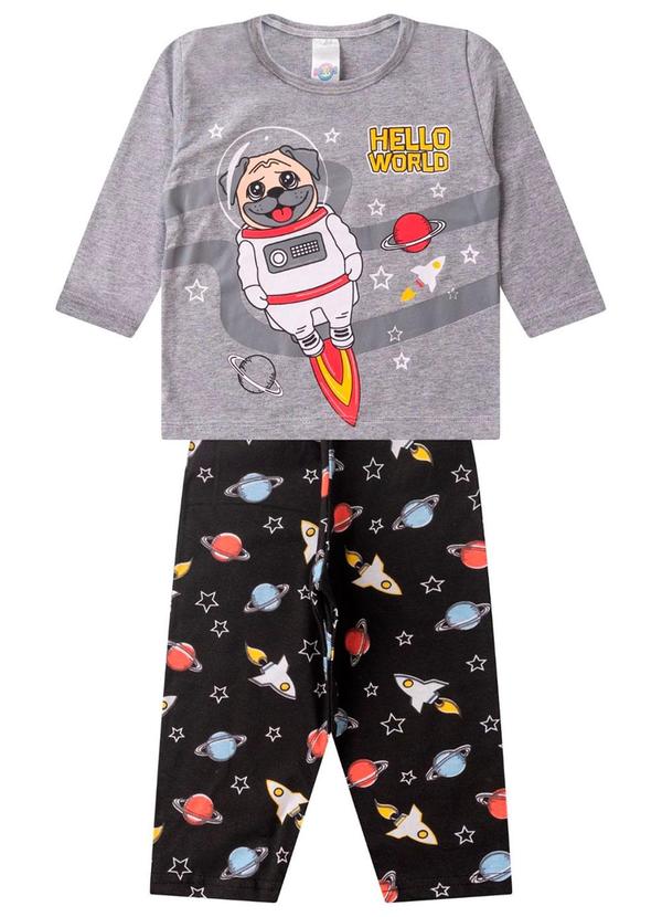 Rovitex - Pijama Menino Manga Longa Brilha no Escuro Cinza