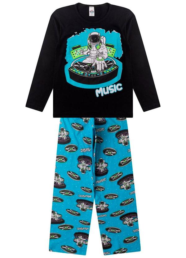 Rovitex - Pijama Menino Manga Longa Brilha no Escuro Preto