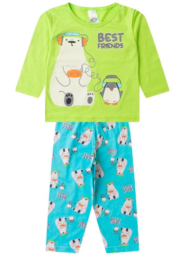 Rovitex - Pijama Menino Manga Longa Brilha no Escuro Verde