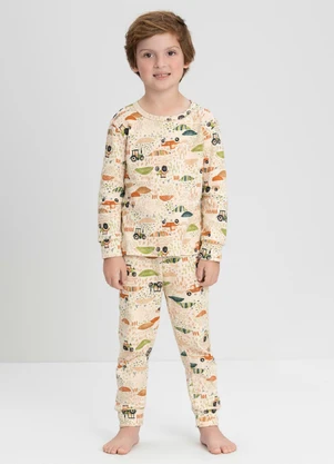 Conjunto de Pijama Camiseta e Calça Up Baby Bege - UP BABY