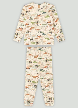 Conjunto de Pijama Camiseta e Calça Up Baby Bege - UP BABY