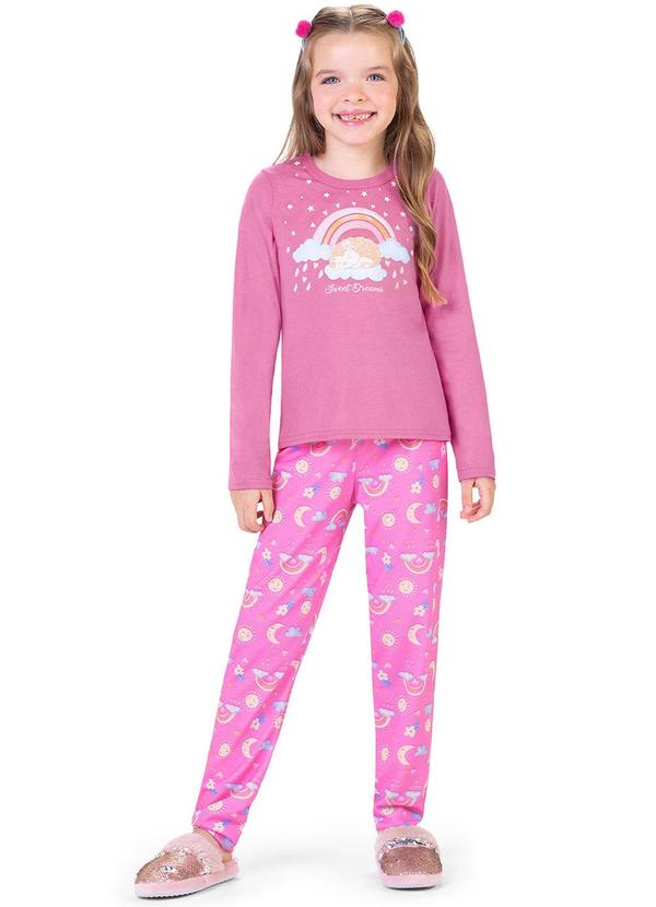 Alenice - Conjunto Pijama Arco-Íris Menina Rosa