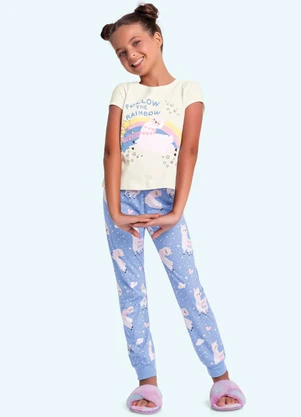 Fakini Kids - Conjunto Pijama Blusa e Calca Bege - FAKINI KIDS