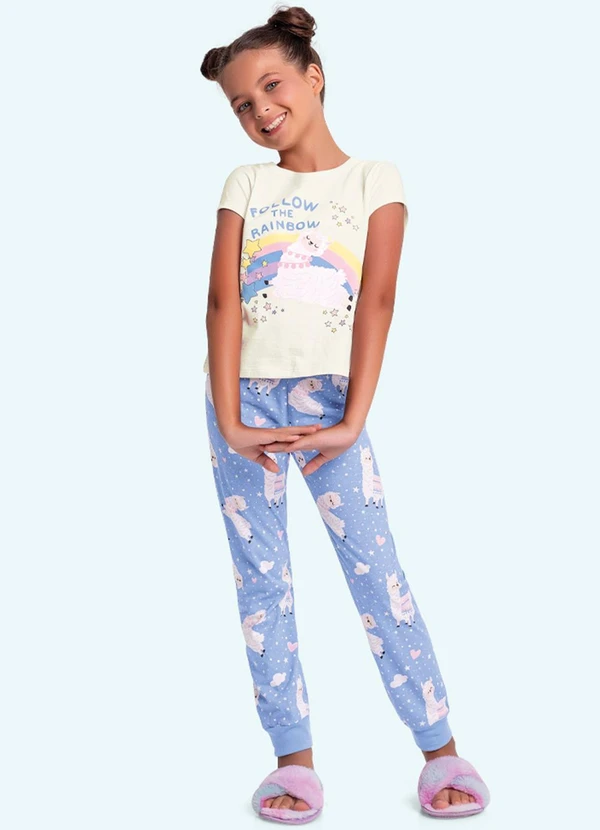 Fakini Kids - Conjunto Pijama Blusa e Calca Bege