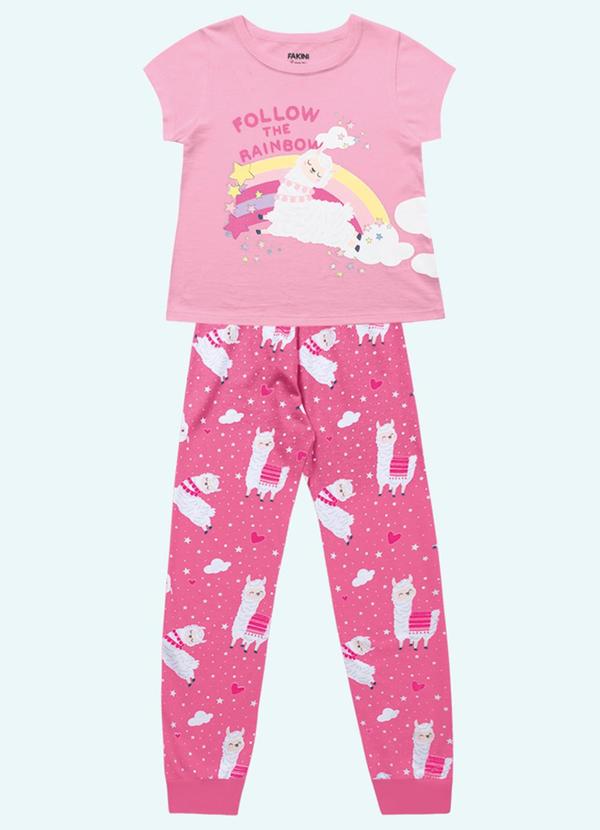 Fakini Kids - Conjunto Pijama Blusa e Calca Rosa