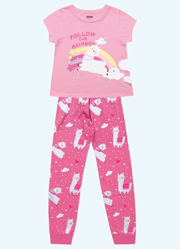 Fakini Kids - Conjunto Pijama Blusa e Calca Rosa