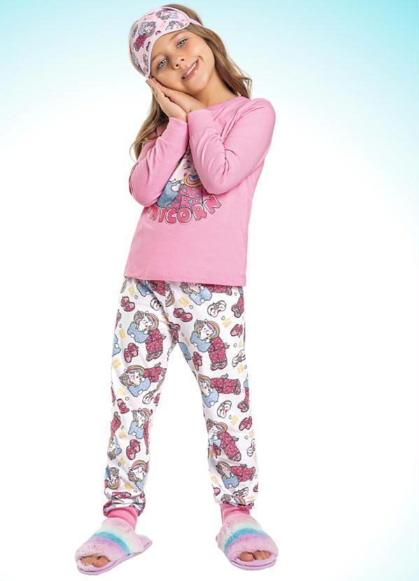 Fakini Kids - Conjunto Pijama Blusa Manga Longa e Calça Rosa 1
