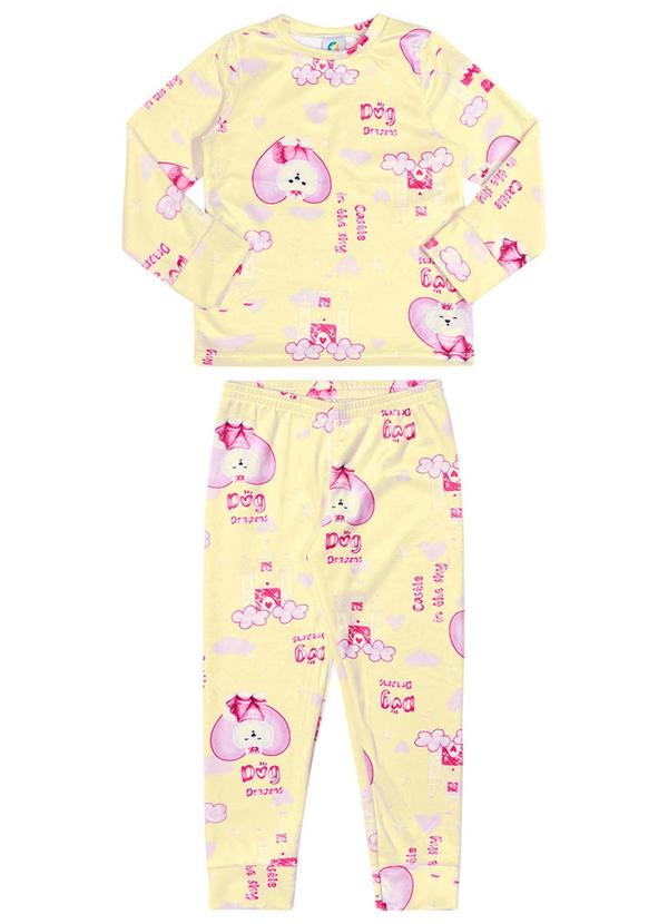 Alenice - Conjunto Pijama Cachorro Menina Amarelo