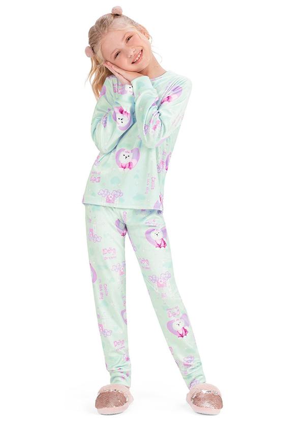 Alenice - Conjunto Pijama Cachorro Menina Verde