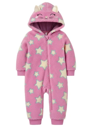 Malwee Kids - Macacão Estrelas em Fleece Rosa - MALWEE KIDS