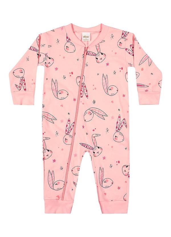Elian - Macacão Pijama Bebê Menina Coelhinhos Rosa 2
