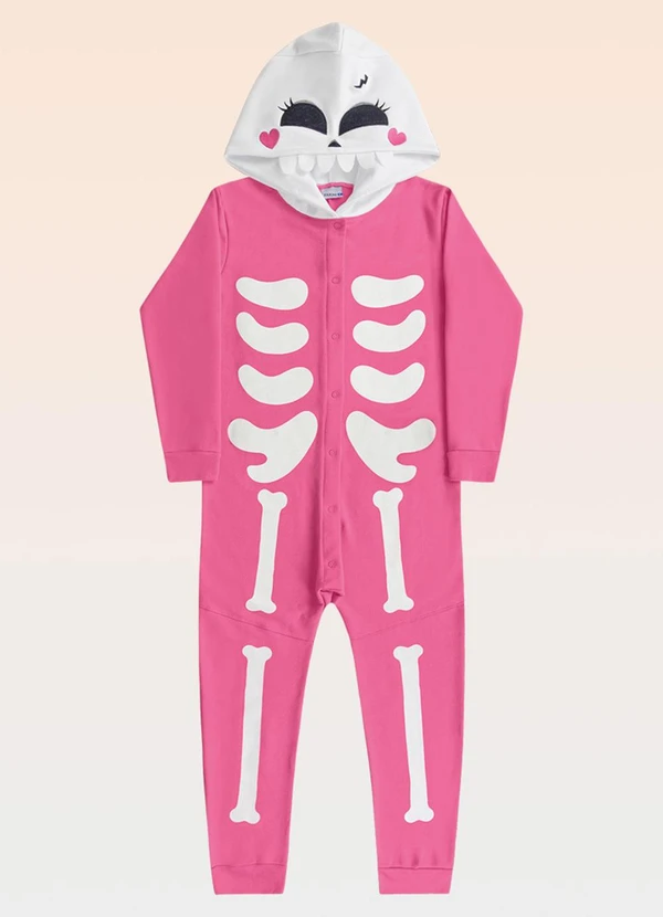 Fakini Kids - Macacão Pijama com Capuz Rosa 2