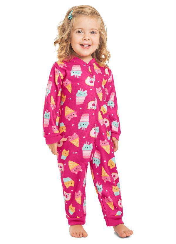 Kyly - Macacão Pijama Infantil Menina Rosa