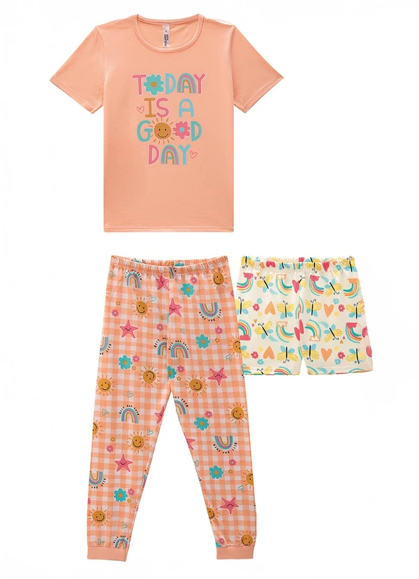 Malwee Kids - Pijama 3 Peças Brilha no Escuro Coral 3