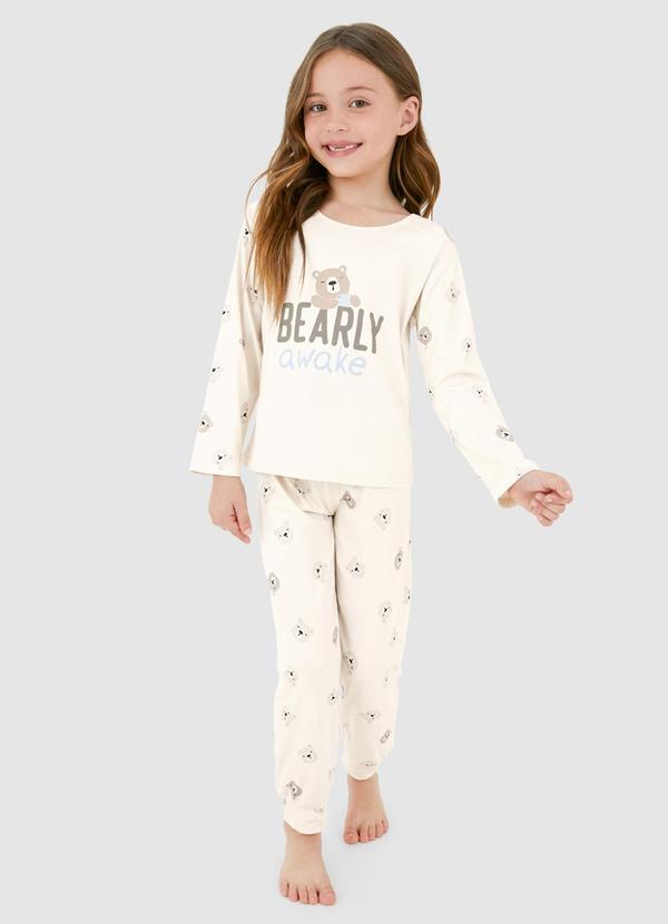 Malwee - Pijama Bearly Awake Menina Bege 2