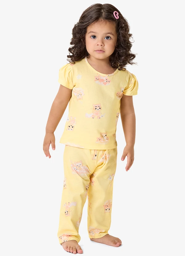 Rovi Kids - Pijama Blusa com Calça Infantil Amarelo