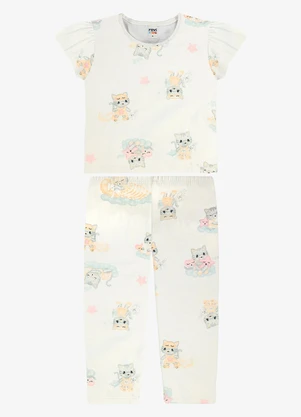 Rovi Kids - Pijama Blusa com Calça Infantil Bege - ROVI KIDS