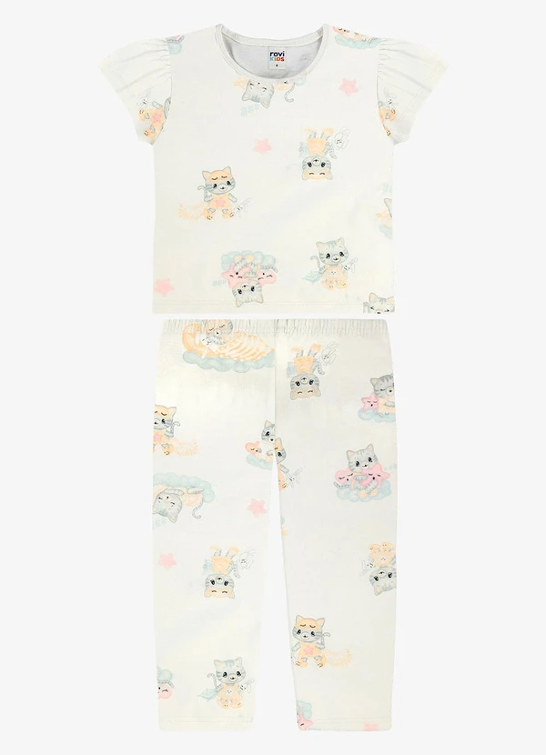 Rovi Kids - Pijama Blusa com Calça Infantil Bege