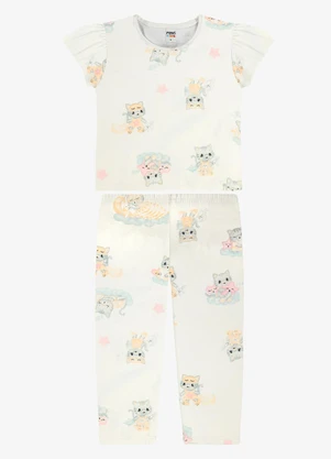 Rovi Kids - Pijama Blusa com Calça Infantil Bege - ROVI KIDS