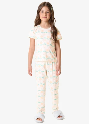 Rovi Kids - Pijama Blusa com Calça Infantil Bege - ROVI KIDS