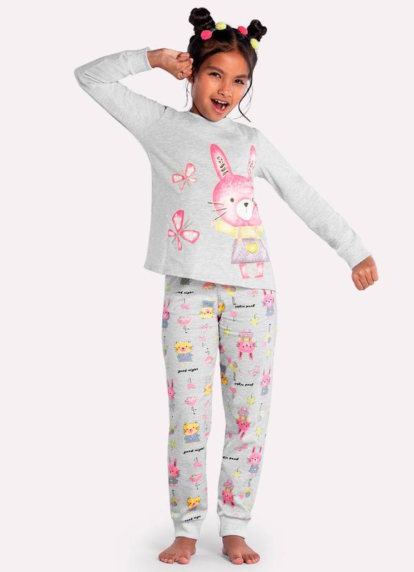 Kyly - Pijama Brilha no Escuro Infantil Menina Cinza