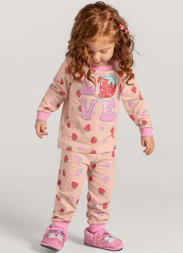 Brandili - Pijama Brilha no Escuro Infantil Menina Rosa