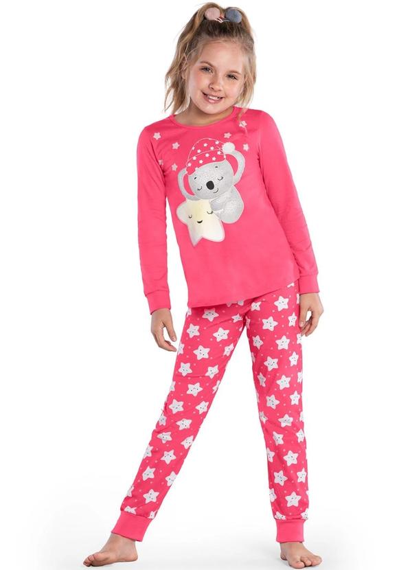 Kyly - Pijama Brilha no Escuro Infantil Menina Rosa