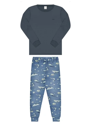 Alakazoo - Pijama com Calça e Blusa de Mangas Azul - ALAKAZOO