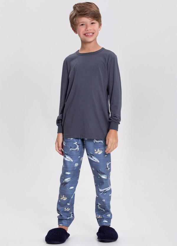 Alakazoo - Pijama com Calça e Blusa de Mangas Azul