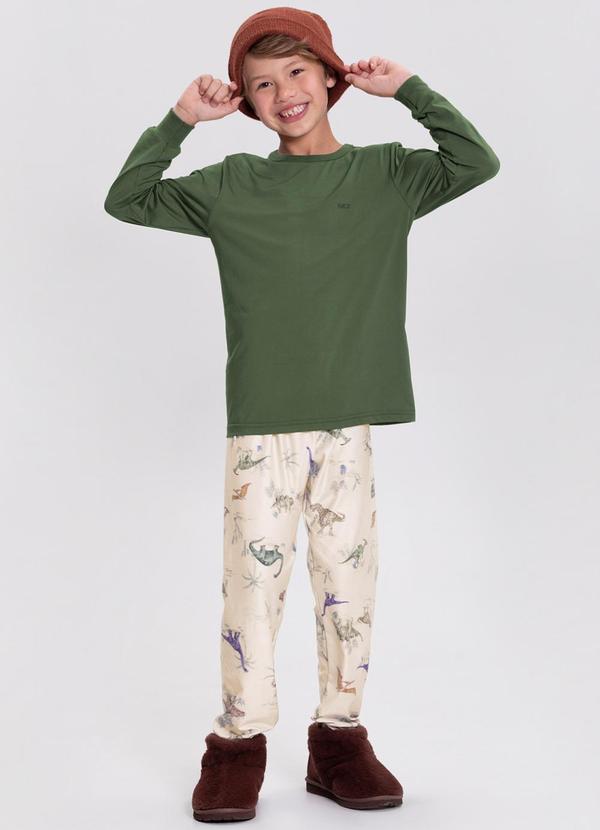 Alakazoo - Pijama com Calça e Blusa de Mangas Verde