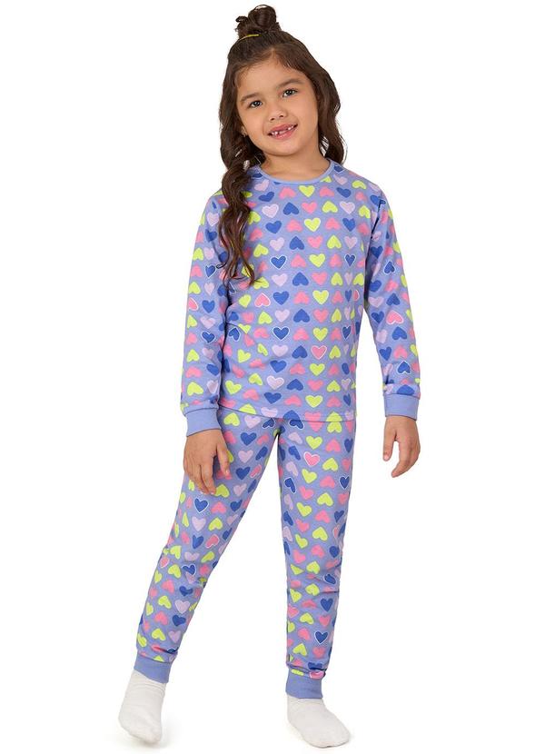 Malwee Kids - Pijama Corações Brilha no Escuro Roxo