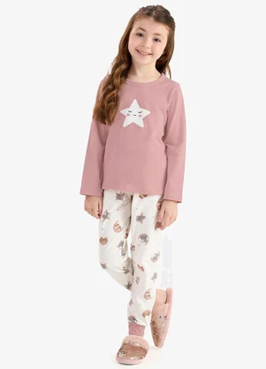 Rovi Kids - Pijama Cotton em Meia Malha Rosa - ROVI KIDS