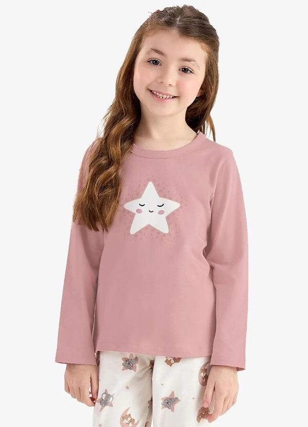 Rovi Kids - Pijama Cotton em Meia Malha Rosa 3