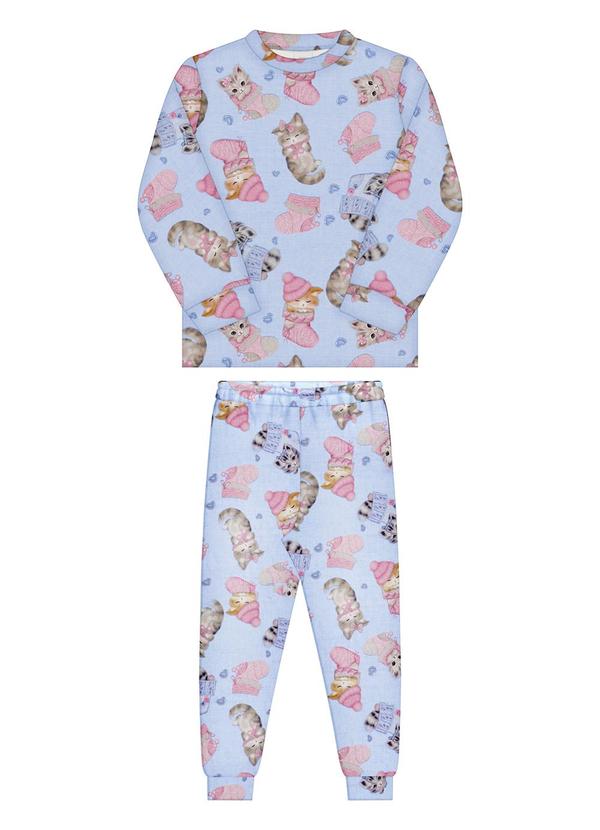 Alakazoo - Pijama Estampado Menina em Malha Microsoft Azul 2
