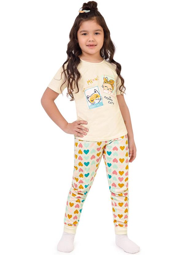 Malwee Kids - Pijama Fashion Cat Brilha no Escuro Bege