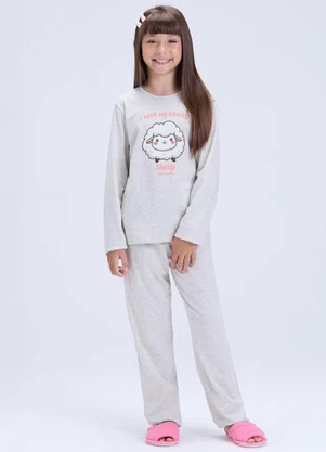Vida Costeira - Pijama Feminino Algodão Ovelhinha Mescla - VIDA COSTEIRA
