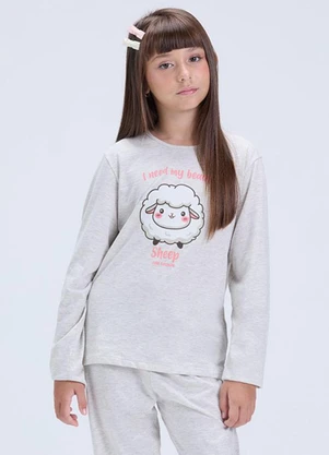 Vida Costeira - Pijama Feminino Algodão Ovelhinha Mescla - VIDA COSTEIRA