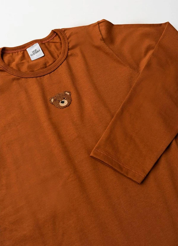 Vida Costeira - Pijama Feminino Algodão Ursinho Clean Caramelo 5