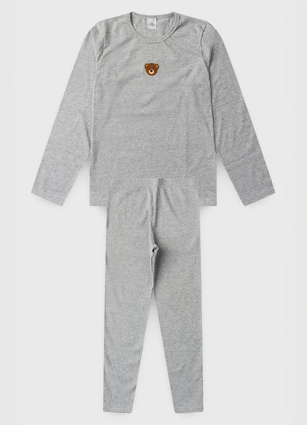 Vida Costeira - Pijama Feminino Algodão Ursinho Clean Mescla 3